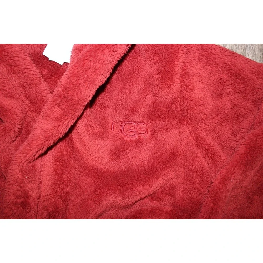 UGG Men's Loungewear Beckett Long Sleeve Sherpa Hooded‎ Robe NWT RED